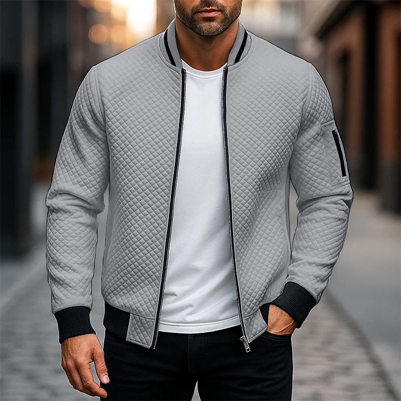 Men's Sweatshirt Full Zip Sweatshirt Wine Red Black White Navy Blue Light Grey Hooded Plain Textured Sports & Outdoor Casual Daily Streetwear Cool Sportswear Spring &  Fall Clothing Apparel Hoodies