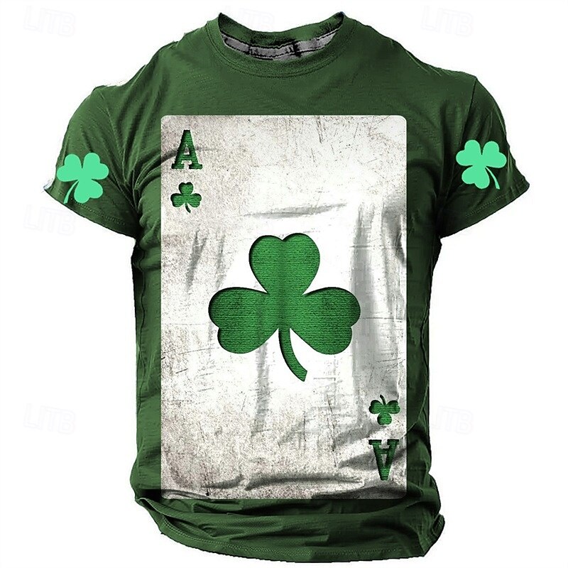 St. Patrick Men's Graphic Shamrock Lucky Irish T Shirt T shirt Tee Short Sleeve T shirt 3D Print Crew Neck Shirt Daily Designer Casual Sports Outdoor Holiday Going out Green 1# Green 2# Green 3#