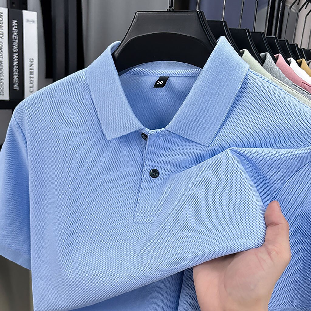 Men's Polo Polo Shirts Casual Vacation Lapel Short Sleeve Fashion Modern Plain Buttons Plain Summer Spring Regular Fit Lake blue Black White Yellow Pink Red Polo