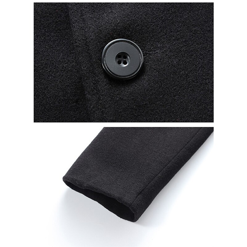 Men's Winter Coat Overcoat Long Trench Coat Outdoor Daily Wear Fall & Winter Outerwear Clothing Apparel Fashion Streetwear Plain Lapel Single Breasted