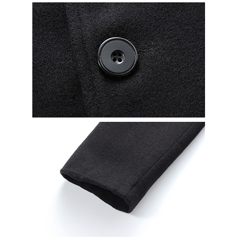 Men's Winter Coat Overcoat Long Trench Coat Outdoor Daily Wear Fall & Winter 95% Polyester 5% Spandex Outerwear Clothing Apparel Fashion Streetwear Plain Lapel Double Breasted