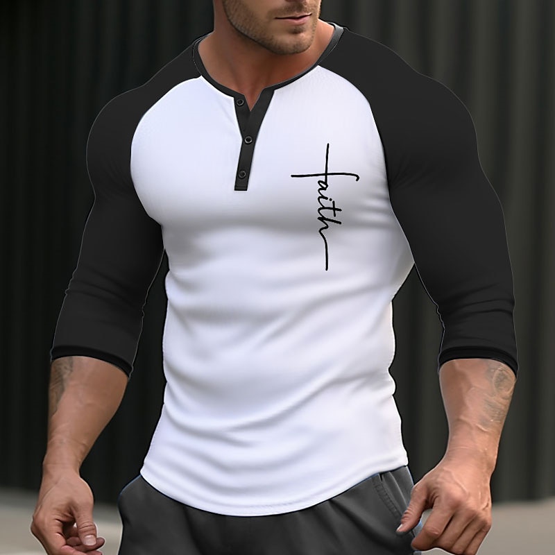 Graphic Letter Sports Men's 3D Print T shirt Tee Henley Shirt Raglan