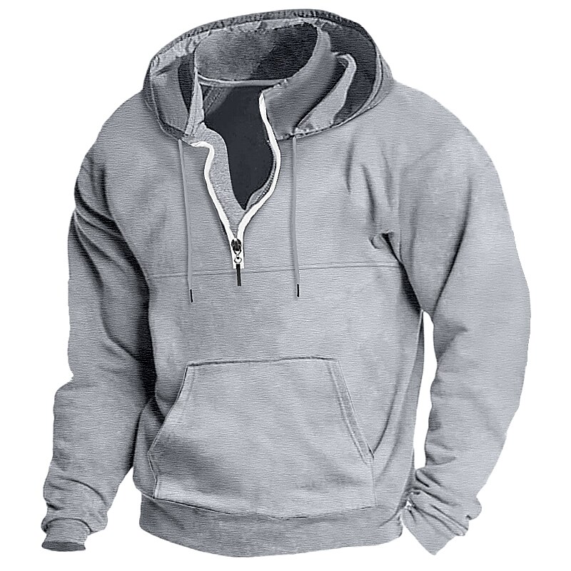 Men's Hoodie Quarter Zip Tactical Hoodie Plain Sports & Outdoor Daily Streetwear