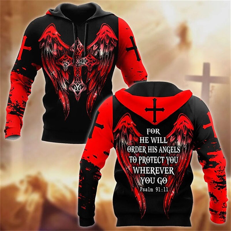 Men's Hoodie Pullover 3D Print Plus Size Basic Long Sleeve Sweatshirt