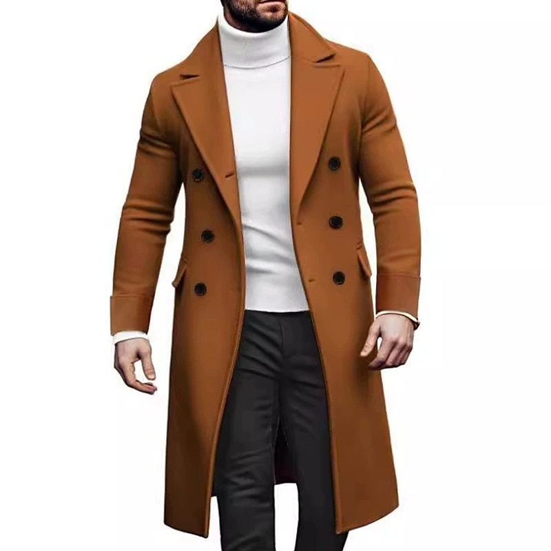 Men's Overcoat Trench Coat Long Trench Coat Going out Fall Winter  Outerwear Clothing Apparel Lapel Double Breasted