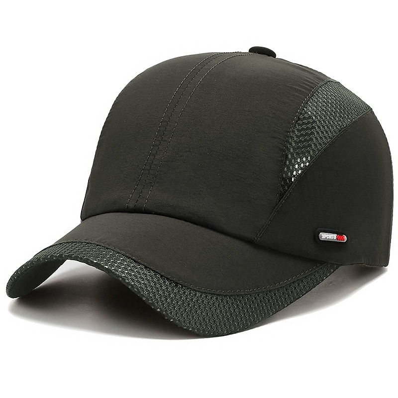 Men's Baseball Cap Dark Grey Black Mesh Patchwork Patchwork Adjustable Sun Protection Breathable Lightweight