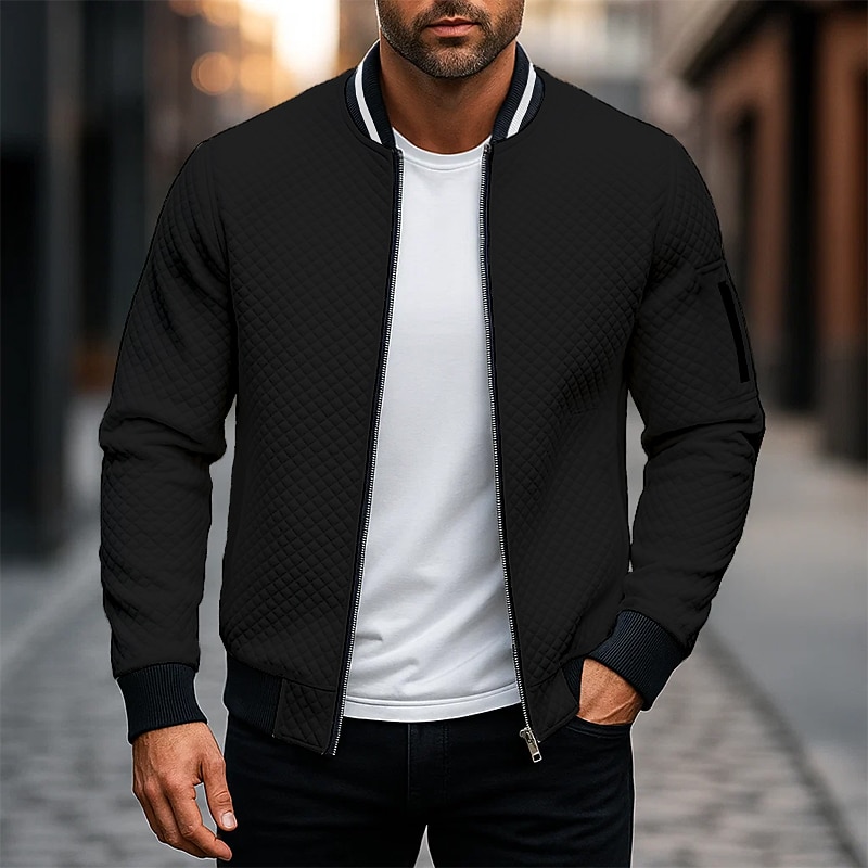 Men's Sweatshirt Full Zip Sweatshirt Wine Red Black White Navy Blue Light Grey Hooded Plain Textured Sports & Outdoor Casual Daily Streetwear Cool Sportswear Spring &  Fall Clothing Apparel Hoodies