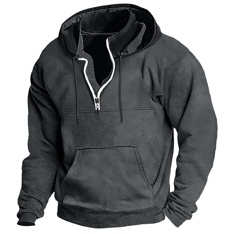 Men's Hoodie Quarter Zip Hoodie Tactical Hoodie Tactical Black Wine Navy Blue Dark Green Camel Hooded Plain Sports & Outdoor Daily Holiday Streetwear Cool Casual Spring &  Fall Clothing Apparel