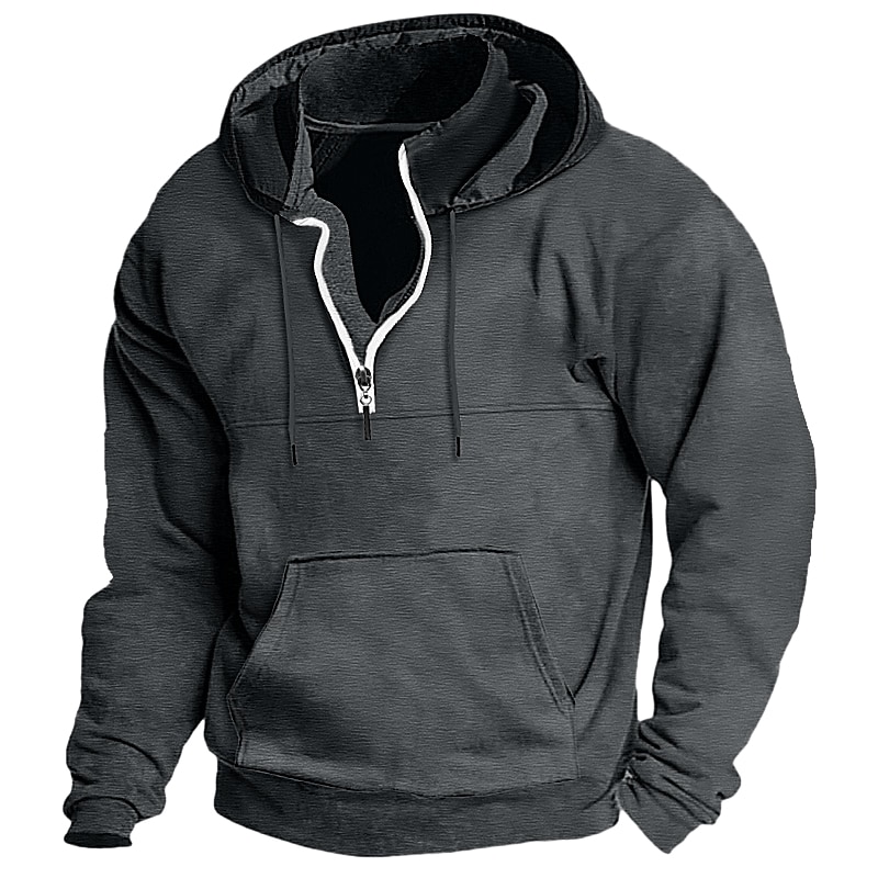 Men's Hoodie Quarter Zip Tactical Hoodie Plain Sports & Outdoor Daily Streetwear
