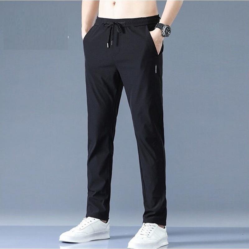 Men's Trousers Casual Pants Drawstring Elastic Waist Solid Color Breathable Quick Dry Formal Weekend Classic Casual / Sporty Slim Black 1 dark grey 1