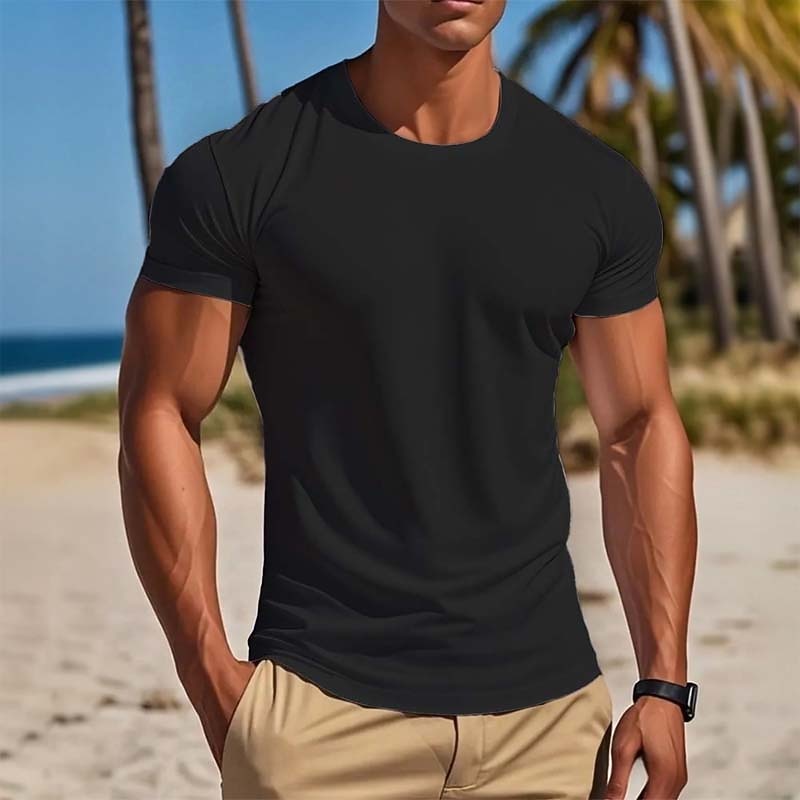100% Cotton Men's T Shirt Tee Top Short Sleeve Short Sleeves Crew Neck Summer Solid Color Plain Fashion Basic Casual Plain Vacation Casual Casual Daily Navy Black White Top Tee for Men