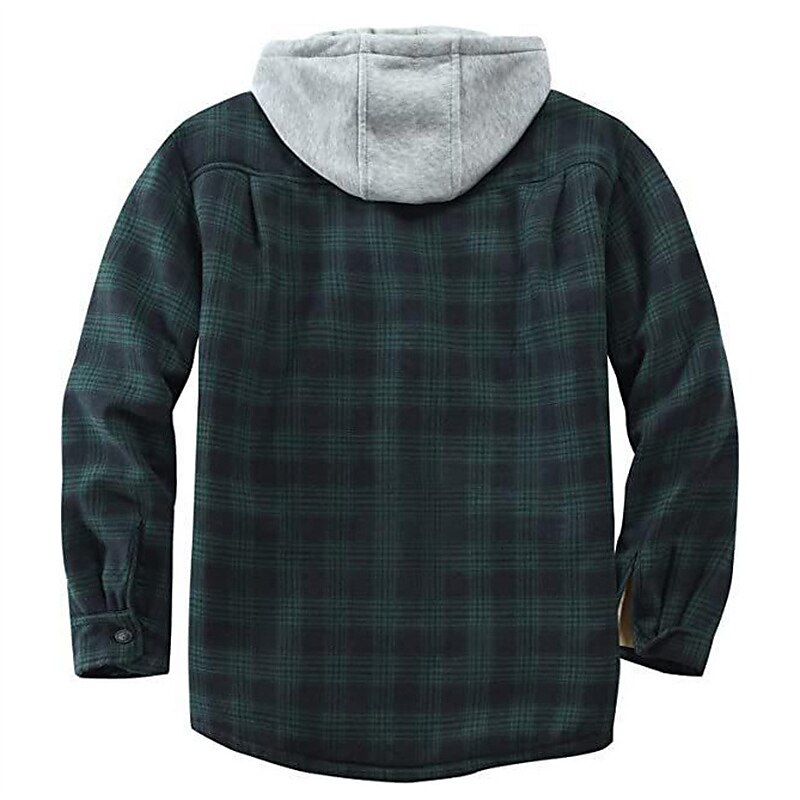 Men's Shirt Shacket Flannel Fleece Casual Warm Winter Plaid / Check Jacket