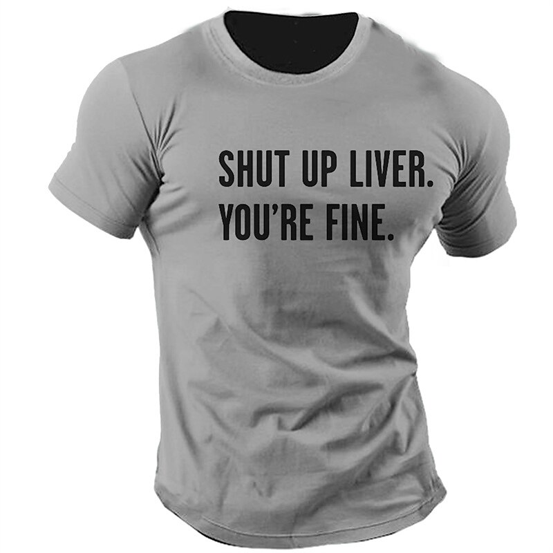  Men's Graphic Round Neck Tee Letter Prints Outdoor Street Sport Fashion Birthday Shirt 