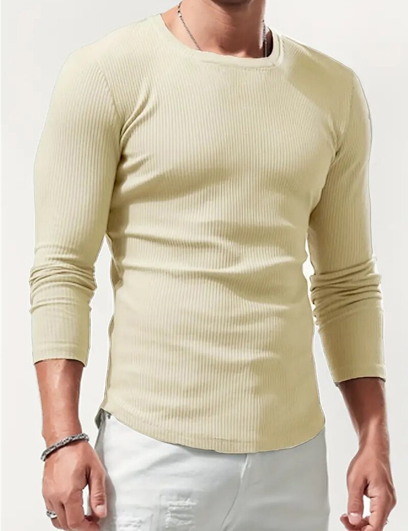 Men's Basic Henley T shirt Tee Long Sleeve Tops Plain 