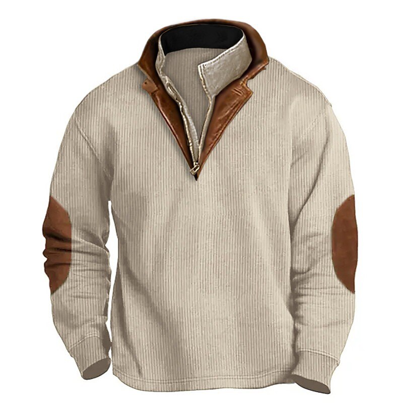 Men's Sweatshirt Quarter Zip Sweatshirt Color Block Patchwork Basic Hoodies