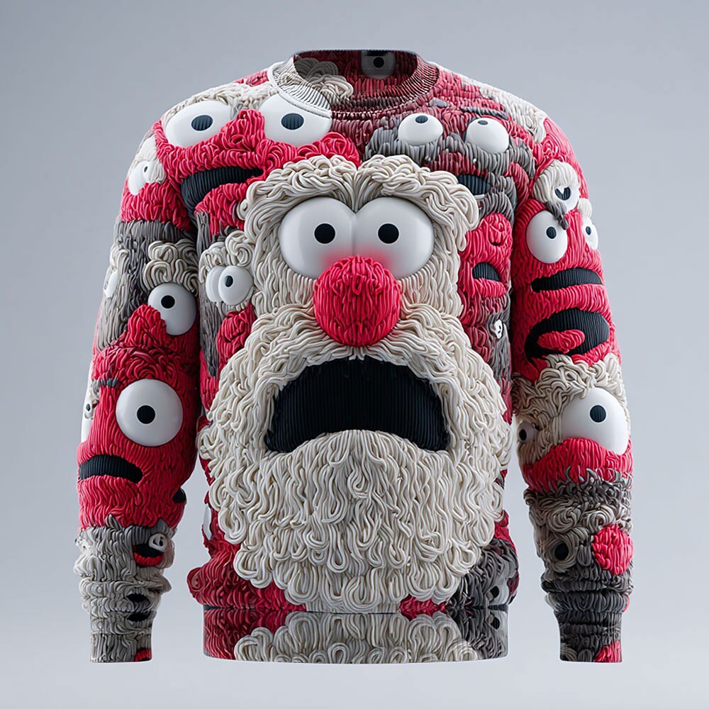 Ugly Christmas Sweater Men's Santa Claus 3D Print 3D Cartoon Pullover Sweater Jumper Knitwear Crewneck Casual Vacation Daily Knitting Keep Warm Long Sleeve Spring Fall Winter Lake blue Red Blue