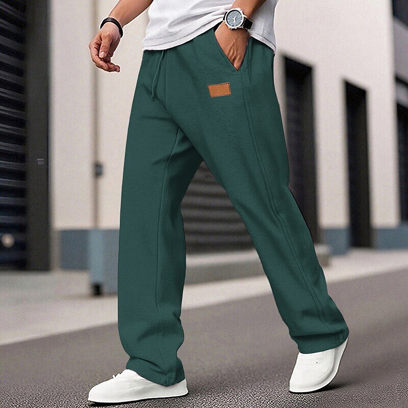 Men's Sweatpants Trousers Straight Leg Sweatpants Drawstring Pocket Elastic Waist Plain Comfort Sports Outdoor Daily Fashion Casual Black White Micro-elastic