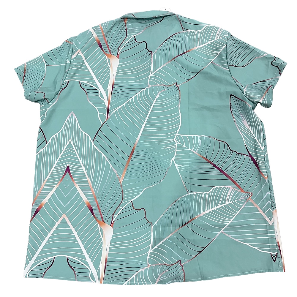 Men's Palm Leaf Tropical Plants Summer Hawaiian Shirt Button Up Shirt Short Sleeve Hawaiian Resort Vacation Holiday Beach Wear Summer Spring Turndown Collared Shirts Front One Pocket Pink Blue