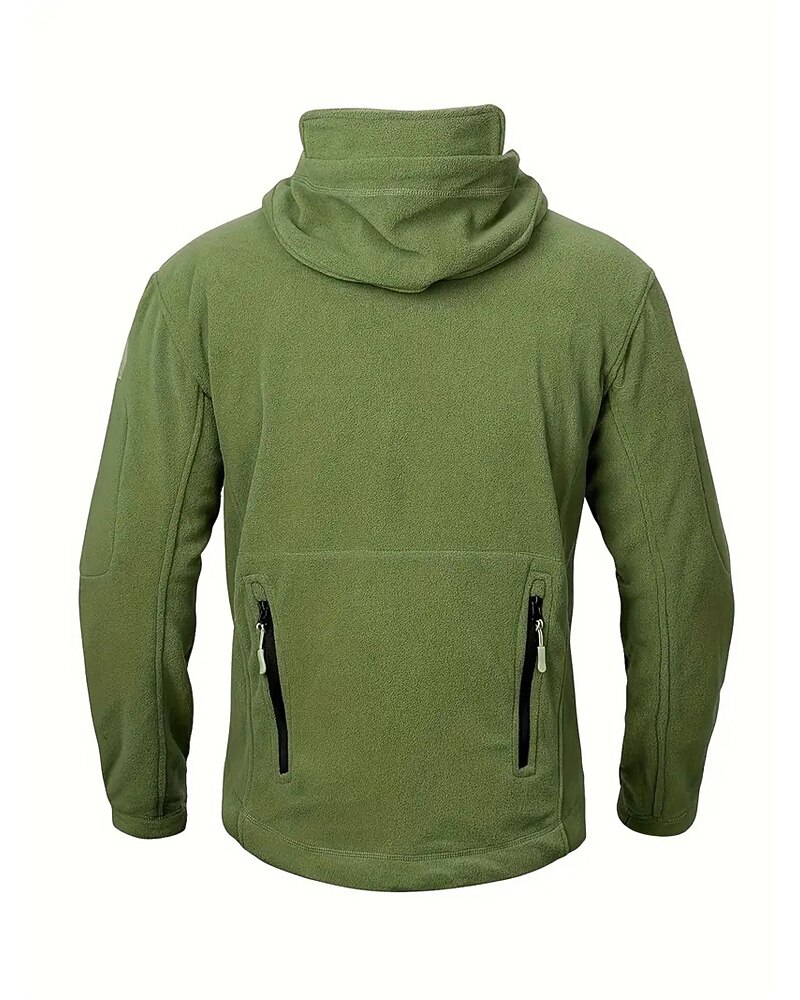 Men's Fleece Jacket Military Jacket Tactical Jacket Daily Vacation Thermal Warm Pocket Fleece Fall & Winter Plain Fashion Streetwear Hooded Regular Black Khaki Army Green Gray Jacket