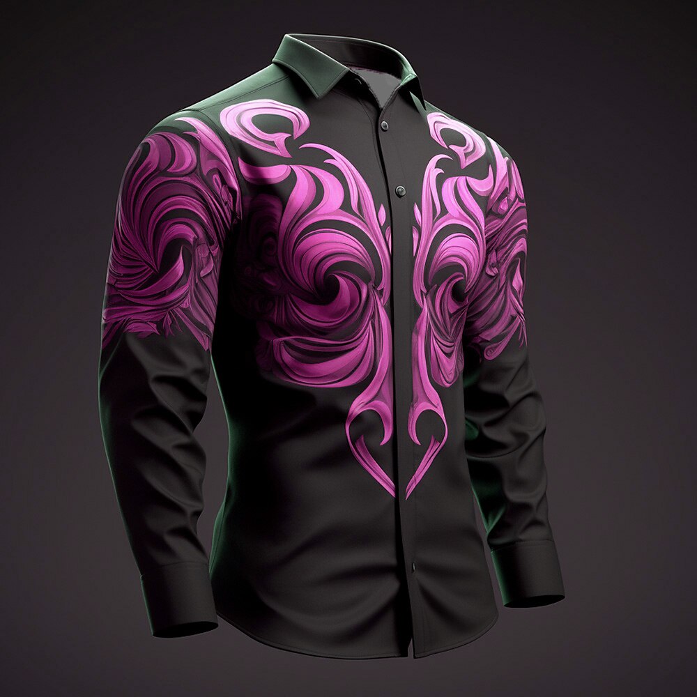 Men's Floral Artistic Daily Wear Going out Fall & Winter Turndown Long Sleeve Stretch Fabric Shirt