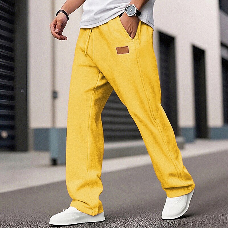 Men's Sweatpants Trousers Straight Leg Sweatpants Drawstring Pocket Elastic Waist Plain Comfort Sports Outdoor Daily Fashion Casual Black White Micro-elastic