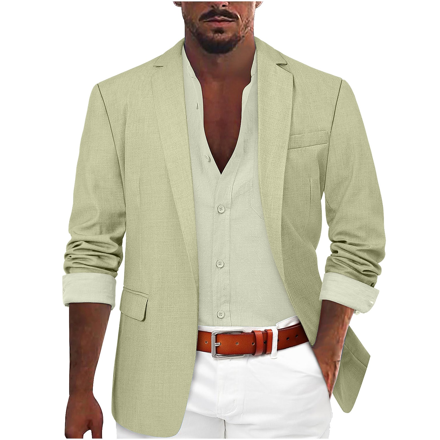 Men's Blazer Jacket Notch Collar Fashion Lightweight Casual Solid Colored Blazer Black Light Green Red Tailored Fit Single Breasted One-button