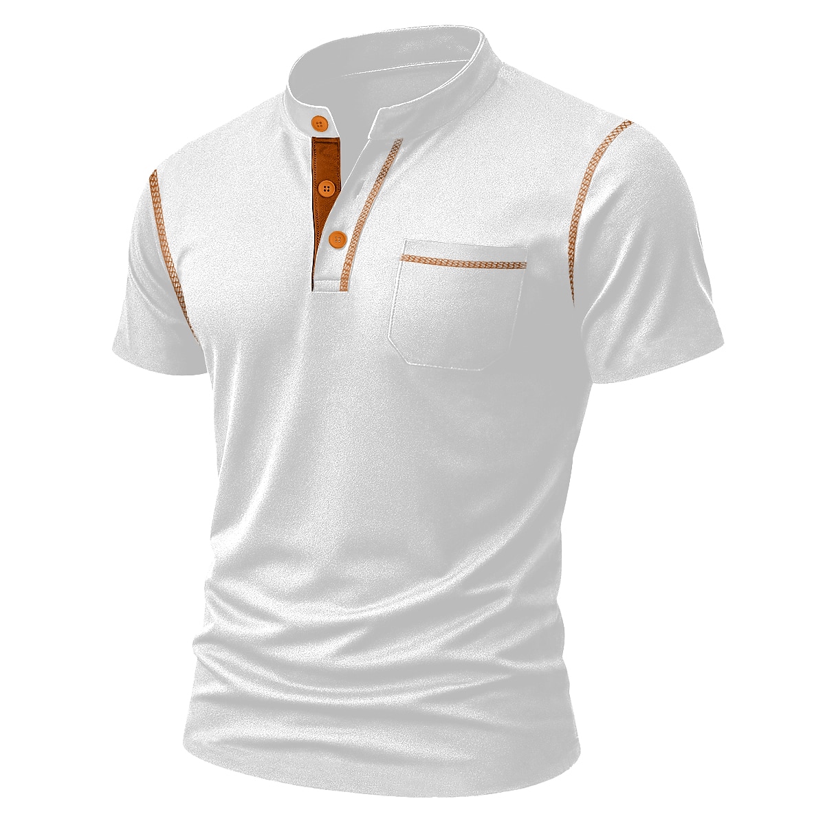 Men's Henley Shirt Tee Short Sleeve Solid Color Plain Casual Pocket Buttons Contrast Stitching Henley Outdoor Casual Daily Summer Spring &  Fall Black White Light Blue Henley T-Shirt