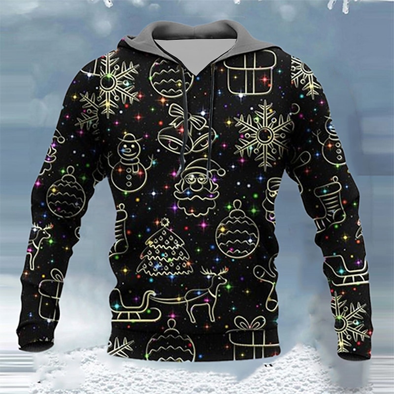 Graphic Christmas Pattern Fashion Daily Basic Men's 3D Print Hoodies