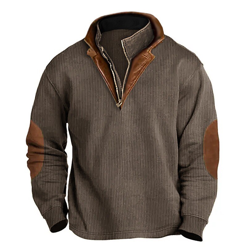 Men's Sweatshirt Quarter Zip Sweatshirt Color Block Patchwork Basic Hoodies