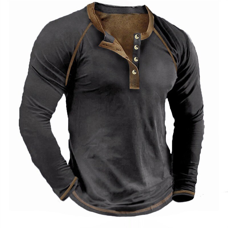 Men's Henley Shirt Long Sleeve Shirt Plain Henley Street Sports Long Sleeve Button-Down Clothing Apparel Designer Basic Casual Comfortable