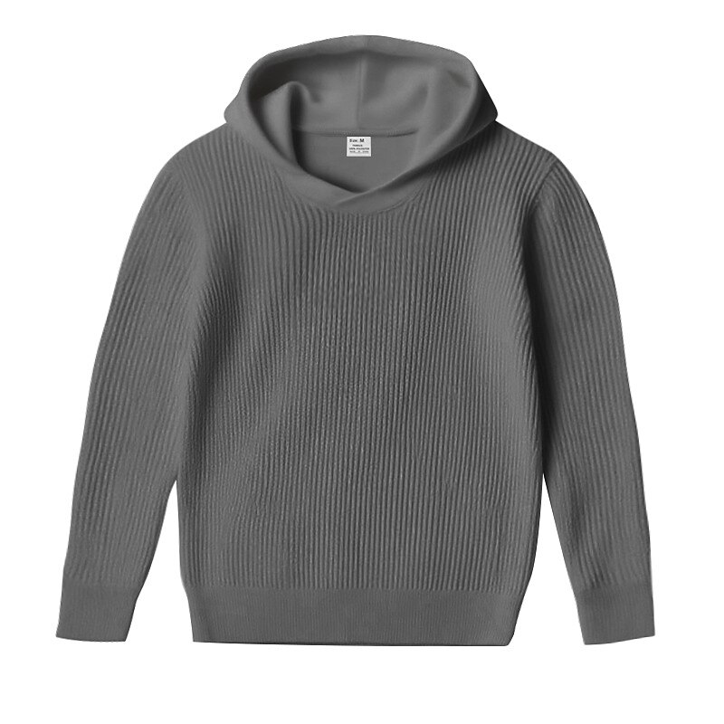 Men's Pullover Sweater Jumper Knit Sweater Ribbed Knit Regular Tops Knitted Plain Hooded Fashion Basic Vacation Daily Wear Clothing Apparel Fall & Winter Black Khaki M L XL