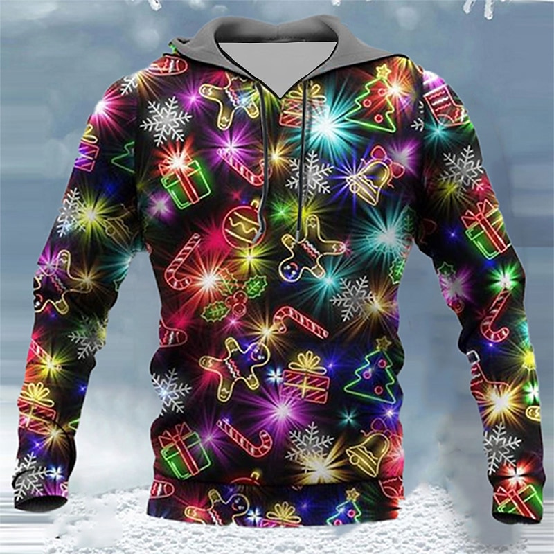 Graphic Santa's Helper Fashion Daily Basic Men's 3D Print Hoodie Pullover Christmas Sports Outdoor Holiday Hoodies