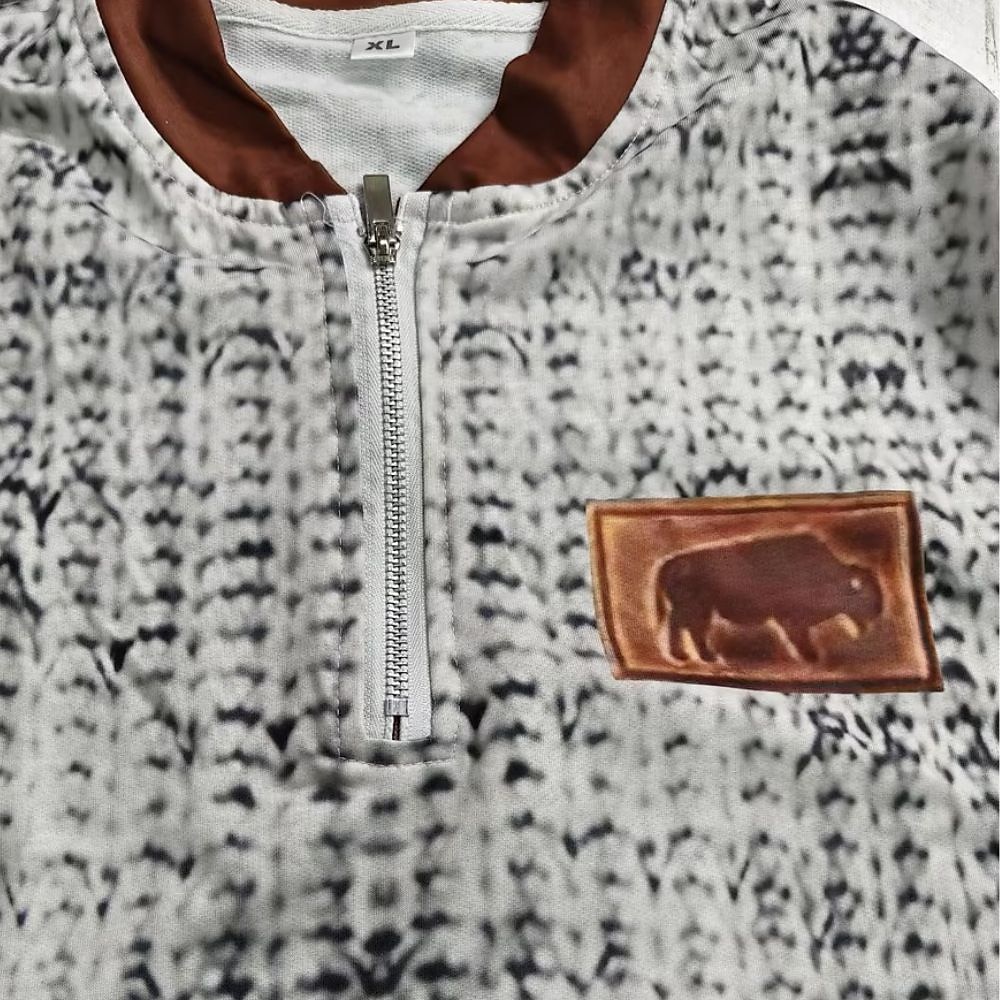 Men's Sweatshirt Quarter Zip Sweatshirt Black White Gray Light Blue Half Zip Color Block Cow Graphic Prints 3D Daily Sports & Outdoor Holiday Polyester Streetwear Casual Spring &  Fall Clothing