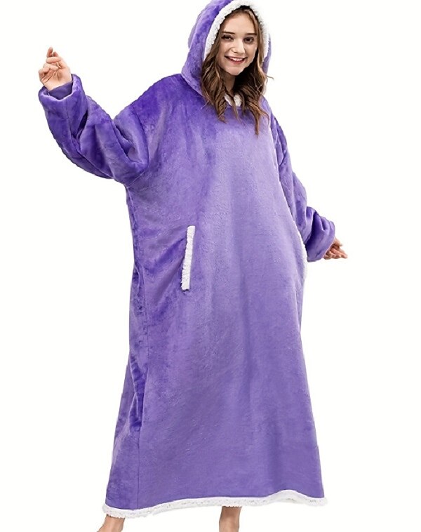 Adults' Oversized Hoodie Blanket Wearable Blanket With Pocket Solid Color Onesie Pajamas Flannel Cosplay For Men and Women Carnival Animal Sleepwear Cartoon Festival / Holiday Costumes