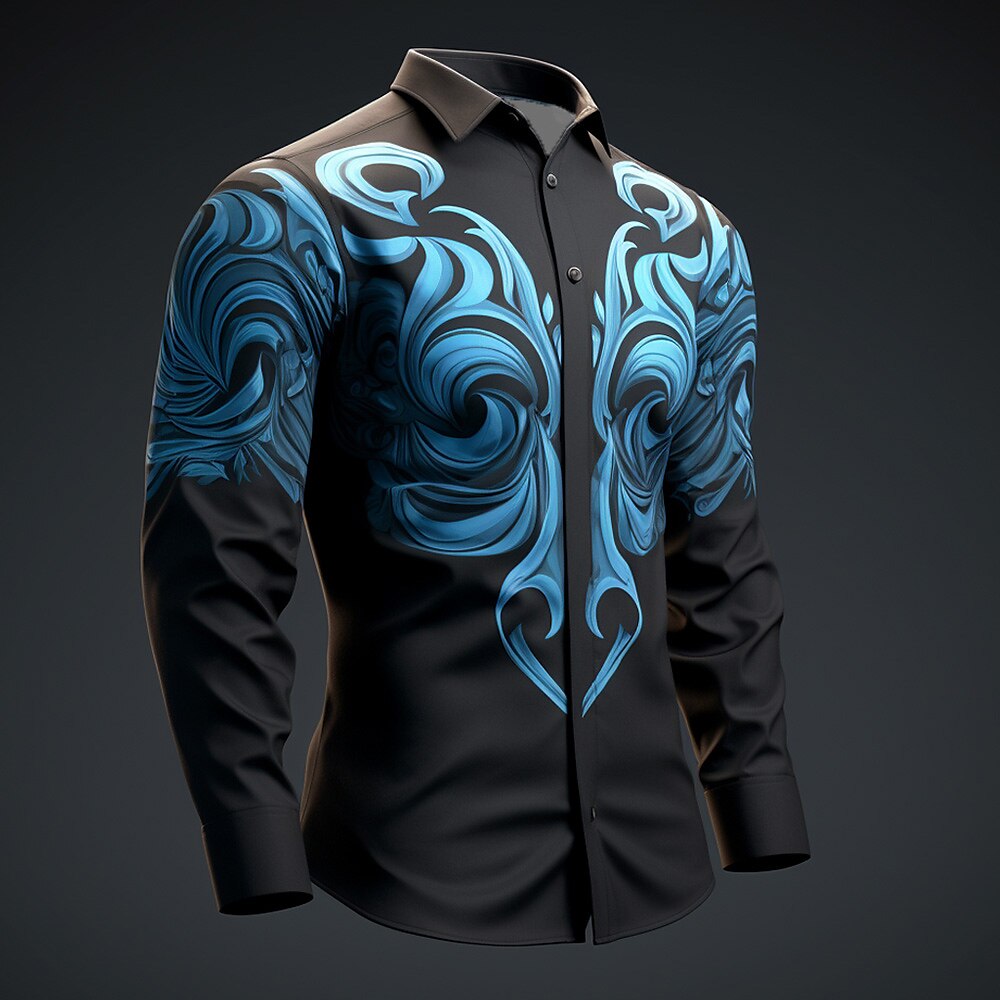 Men's Floral Artistic Daily Wear Going out Fall & Winter Turndown Long Sleeve Stretch Fabric Shirt