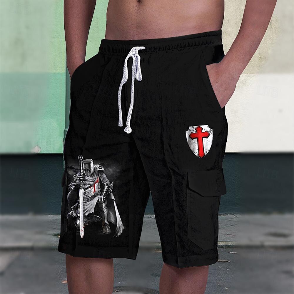 Men's Shorts Drawstring Side Pockets Cross Tummy Control Short Outdoor Casual Holiday Vacation Fashion Dark Brown Black Micro-elastic