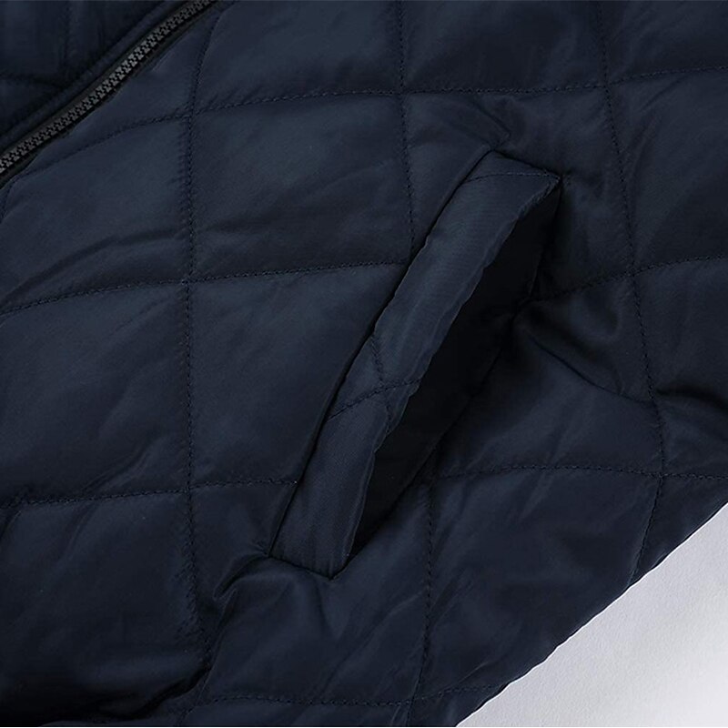 Men's Winter Jacket Quilted Jacket Outdoor Daily Wear Warm Pocket Fall Winter Plain Fashion Streetwear Standing Collar Regular Black Wine Blue Red & White Army Green Jacket