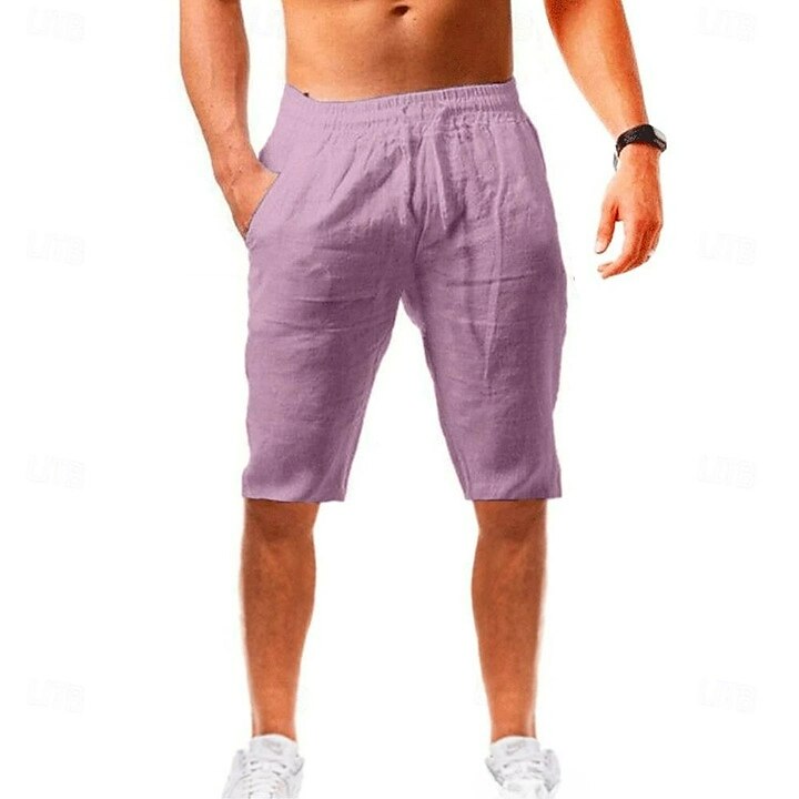 Men's Shorts Summer Shorts Beach Shorts Drawstring Plain Yoga Business Beach Hawaiian Casual Black White