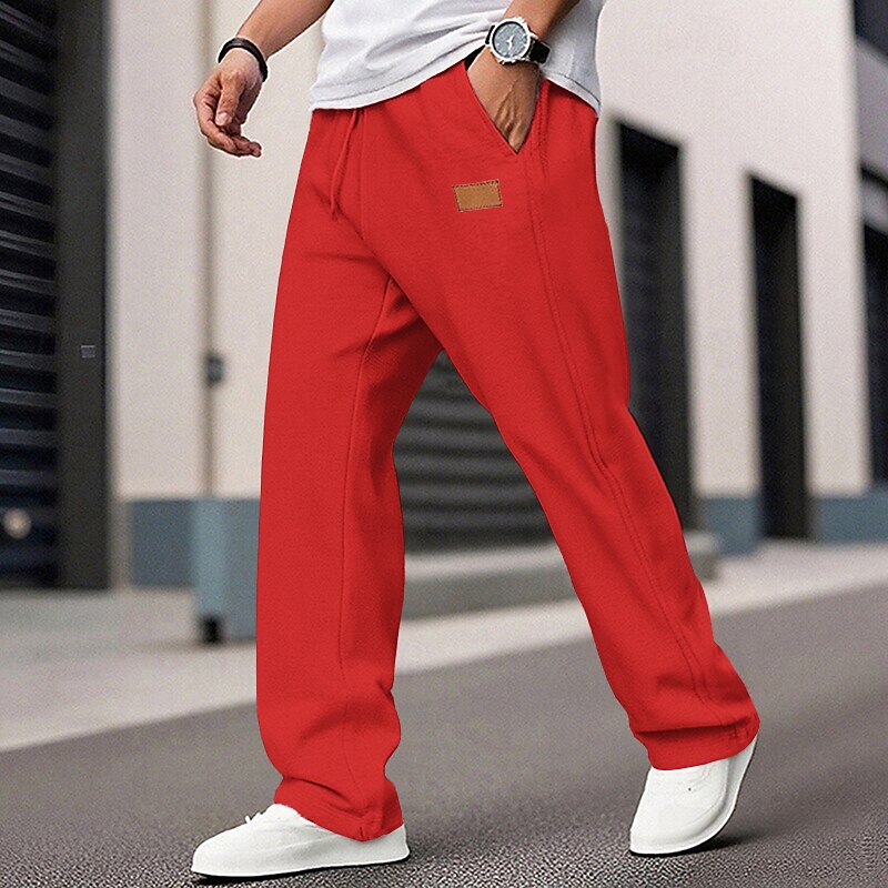 Men's Sweatpants Trousers Straight Leg Sweatpants Drawstring Pocket Elastic Waist Plain Comfort Sports Outdoor Daily Fashion Casual Black White Micro-elastic