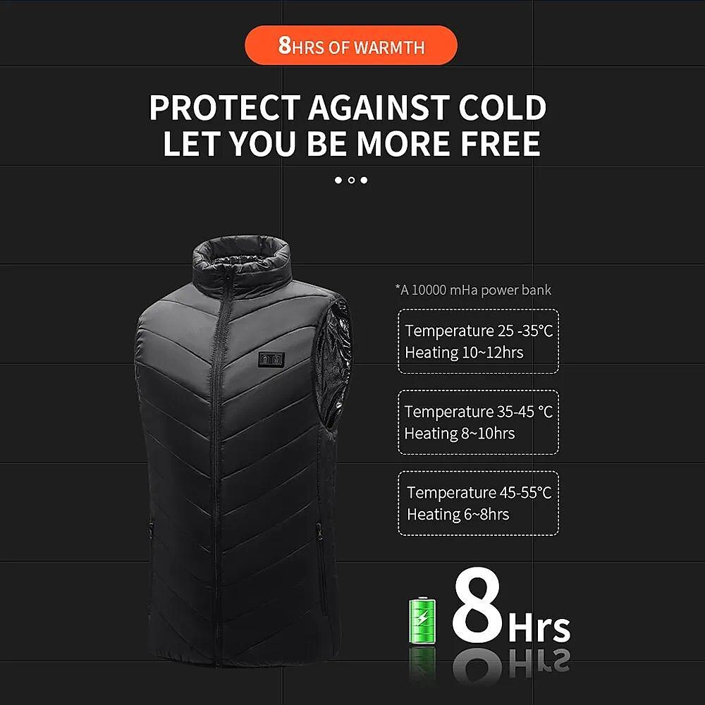 15 Places Heated Vest Men Women Usb Heated Jacket Heating Vest Thermal Clothing Hunting Vest Winter Heating Jacket Black M-6XL（Power bank not included）