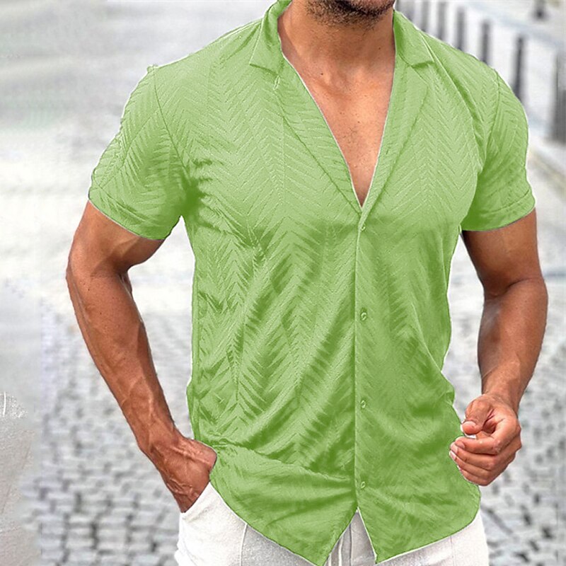 Men's Shirt Button Up Shirt Summer Shirt Camp Collar Shirt Cuban Collar Shirt