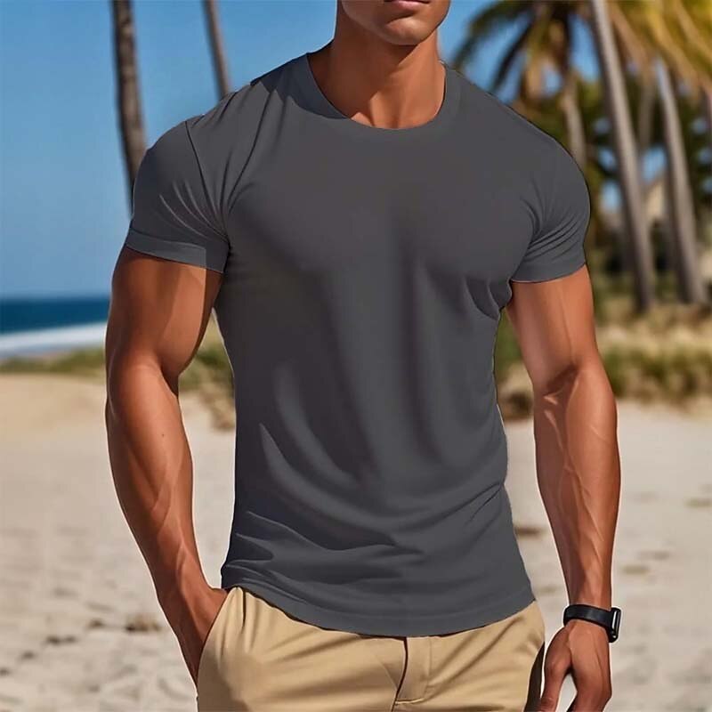 100% Cotton Men's T Shirt Tee Top Short Sleeve Short Sleeves Crew Neck Summer Solid Color Plain Fashion Basic Casual Plain Vacation Casual Casual Daily Navy Black White Top Tee for Men