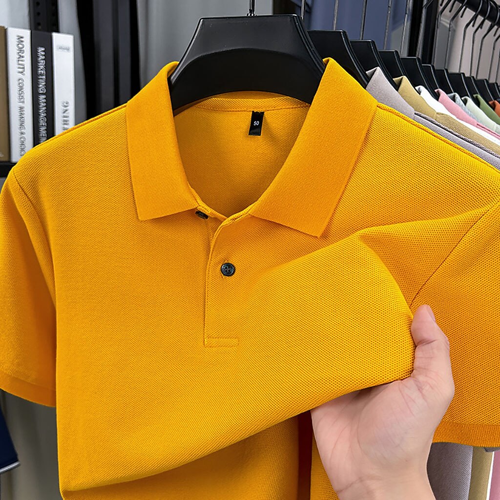 Men's Polo Polo Shirts Casual Vacation Lapel Short Sleeve Fashion Modern Plain Buttons Plain Summer Spring Regular Fit Lake blue Black White Yellow Pink Red Polo