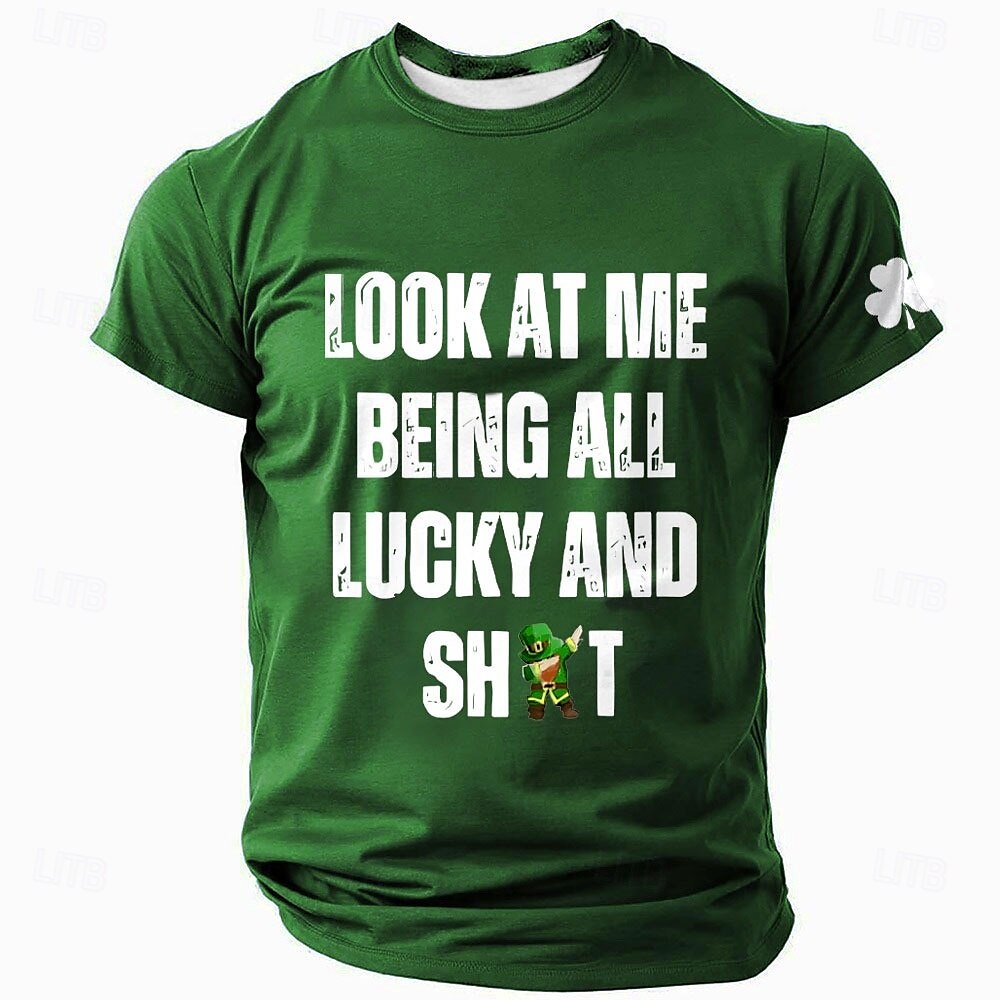 St. Patrick Men's Graphic Shamrock Lucky Irish T Shirt T shirt Tee Short Sleeve T shirt 3D Print Crew Neck Shirt Daily Designer Casual Sports Outdoor Holiday Going out Green 1# Green 2# Green 3#