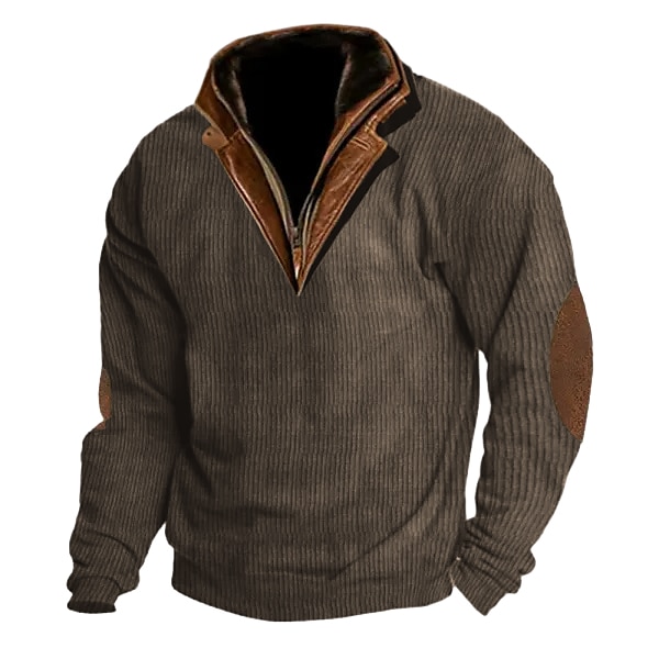 Men's Sweatshirt Quarter Zip Sweatshirt Standing Collar Color Block Patchwork Basic Hoodies