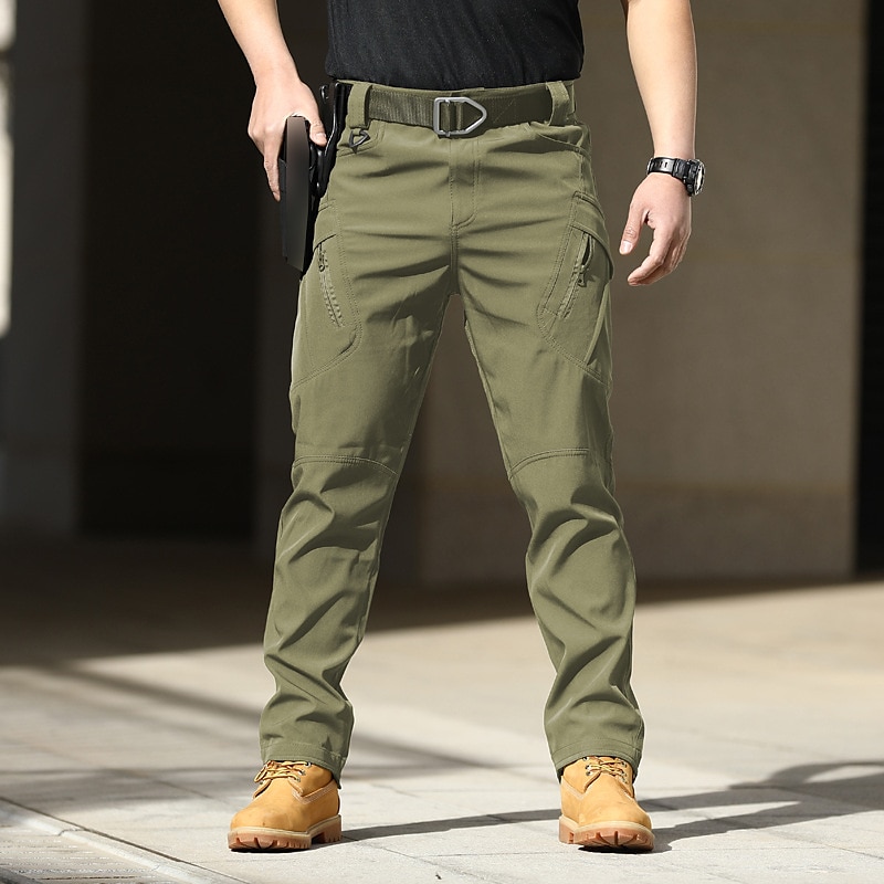 Men's Cargo Pants Tactical Trousers Classic Multi Pocket Straight Leg Solid Color Comfort Outdoor Full Length Casual Daily Streetwear Stylish Black+Grey Black Micro-elastic