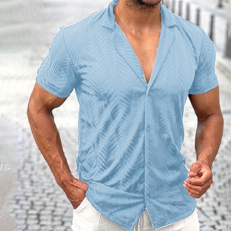 Men's Shirt Button Up Shirt Summer Shirt Camp Collar Shirt Cuban Collar Shirt