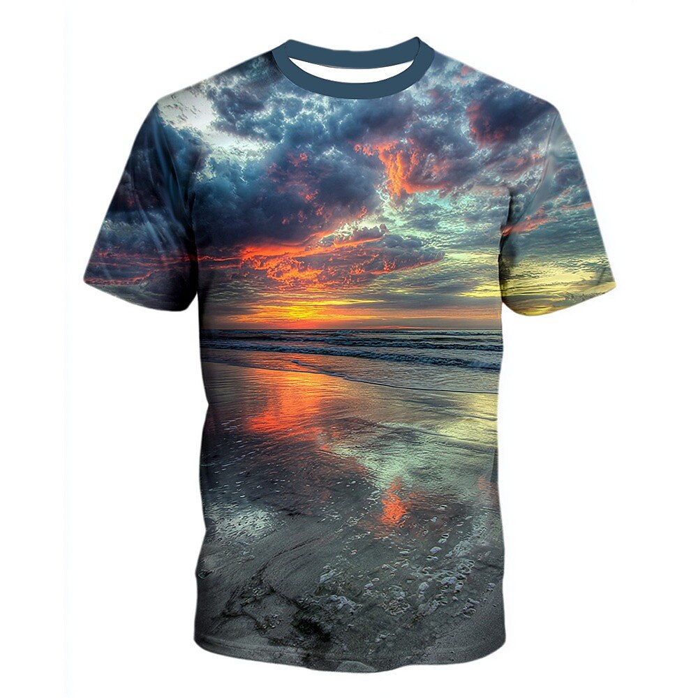 Men's Nautical T Shirt Short Sleeve T shirt 3D Print Crew Neck Shirt Exaggerated Designer Party Casual Holiday Blue 3# Blue 2# Blue 1# Summer Spring All Seasons Clothing Apparel S M L XL XXL XXXL 4XL