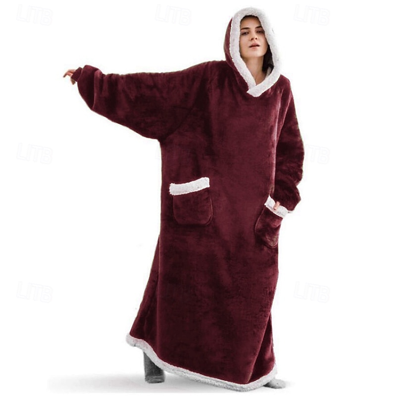 Adults' Oversized Hoodie Blanket Wearable Blanket With Pocket Solid Color Onesie Pajamas Flannel Cosplay For Men and Women Carnival Animal Sleepwear Cartoon Festival / Holiday Costumes