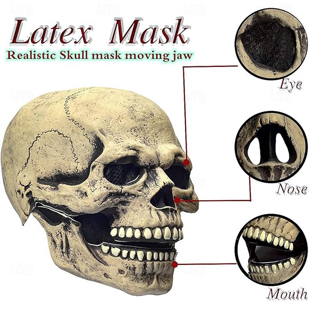 Halloween Full Head Skull Mask,Helmet with Movable Jaw,Scary Realistic Halloween Mask For Adults Costumes,Call of Duty Mask Toy,Halloween Skeleton Decoration